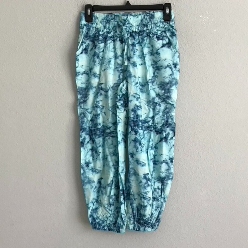 Tolani Collection Petite Marble Crop Jogger Pants - Blue (Sz XXSP) a392861